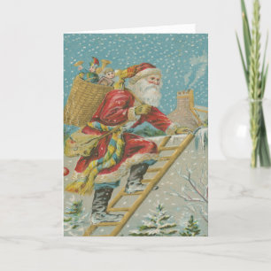 Vintager Weihnachtsmann liefert Spielzeug Weihnach Feiertagskarte