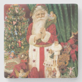 Vintager Weihnachtsmann liefert zu Weihnachten Steinuntersetzer (Vorderseite)