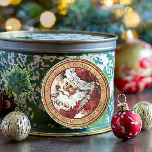 Vintager Weihnachtsmann Merry Weihnachtsaufkleber Runder Aufkleber