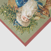 Vintager Weihnachtsmann Merry Weihnachtszettel Seidenpapier (Ausschnitt)