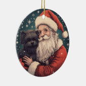 Vintager Weihnachtsmann mit Affenpinscher Weihnach Keramik Ornament (Rechts)