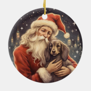 Vintager Weihnachtsmann mit afghanischem Weihnacht Keramik Ornament