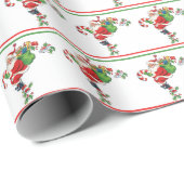 Vintager Weihnachtsmann mit Bonbons Geschenkpapier (Rolleneckpunkt)
