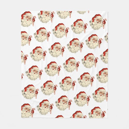 Vintager Weihnachtsmann mit Candy Cane. Fleecedecke (Vorderseite)