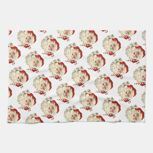 Vintager Weihnachtsmann mit Candy Cane. Geschirrtuch (Horizontal)