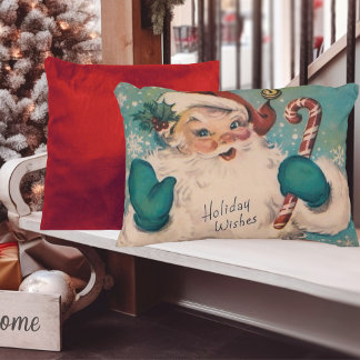 Vintager Weihnachtsmann mit Candy Cane Weihnachten Dekokissen