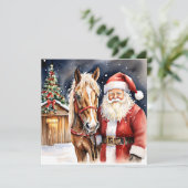 Vintager Weihnachtsmann mit einem braunen Weihnach Karte (Stehend Vorderseite)