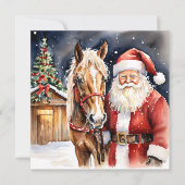 Vintager Weihnachtsmann mit einem braunen Weihnach Karte (Vorderseite)