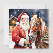 Vintager Weihnachtsmann mit einem braunen Weihnach Karte (Vorderseite)