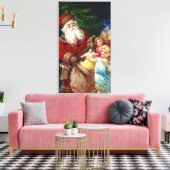 Vintager Weihnachtsmann mit Engeln Leinwanddruck (Insitu (Wohnzimmer))
