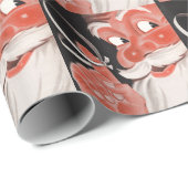 Vintager Weihnachtsmann mit Erinnerung-String auf  Geschenkpapier (Rolleneckpunkt)