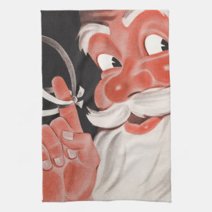 Vintager Weihnachtsmann mit Erinnerung-String auf Geschirrtuch