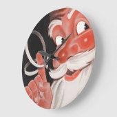 Vintager Weihnachtsmann mit Erinnerung-String auf  Große Wanduhr (Winkel)