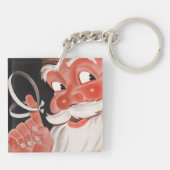 Vintager Weihnachtsmann mit Erinnerung-String auf  Schlüsselanhänger (Rückseite)