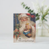 Vintager Weihnachtsmann mit Geschenken Feiertagspostkarte (Stehend Vorderseite)