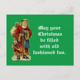 Vintager Weihnachtsmann mit Geschenken Postkarte