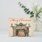 Vintager Weihnachtsmann mit Geschenken Postkarte (Stehend Vorderseite)