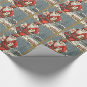 Vintager Weihnachtsmann mit Geschenkpapier (Ecke)
