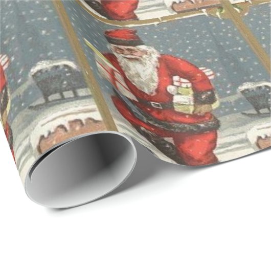 Vintager Weihnachtsmann mit Geschenkpapier (Rolleneckpunkt)