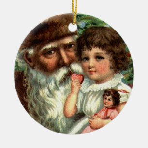 Vintager Weihnachtsmann mit Girl Keepake Ornament