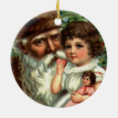 Vintager Weihnachtsmann mit Girl Keepake Ornament (Hinten)