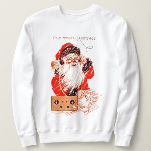 Vintager Weihnachtsmann mit Ham-Radio-Feiertag Sweatshirt (Design vorne)