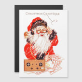 Vintager Weihnachtsmann mit Ham-Radio-Urlaubskarte Magnetkarte (Vorne/Hinten)