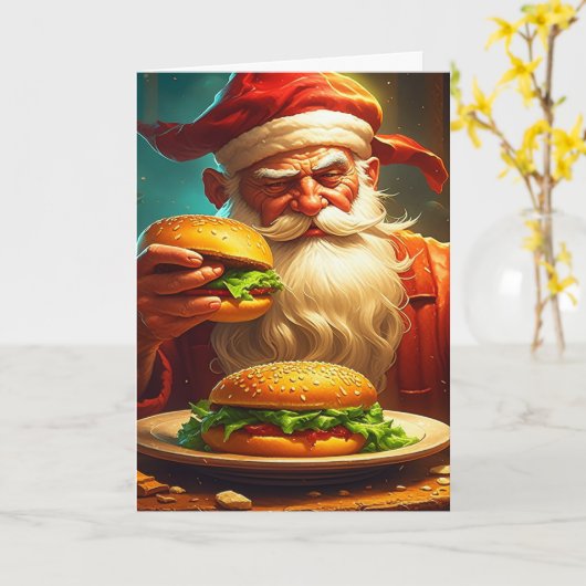 Vintager Weihnachtsmann mit Hamburger Karte (Gelbe Blume)