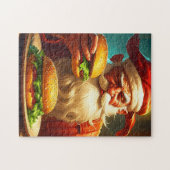Vintager Weihnachtsmann mit Hamburger Puzzle (Horizontal)