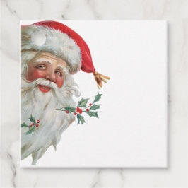 Vintager Weihnachtsmann mit Holly Weihnachtsgesche Geschenkanhänger