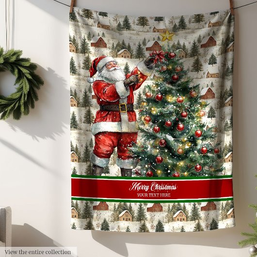 Vintager Weihnachtsmann mit Individuelle Name Fleecedecke