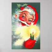 Vintager Weihnachtsmann mit Kerze Poster (Vorne)