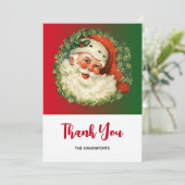 Vintager Weihnachtsmann mit Kiefernkranz Danke (Stehend Vorderseite)