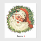 Vintager Weihnachtsmann mit Kiefernwald Aufkleber (Blatt)