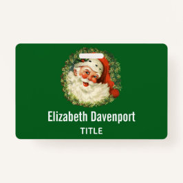 Vintager Weihnachtsmann mit Kiefernwald Ausweis