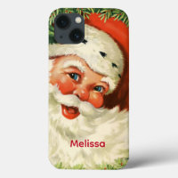 Vintager Weihnachtsmann mit Kiefernwald