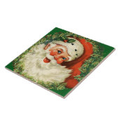 Vintager Weihnachtsmann mit Kiefernwald Fliese (Seite)