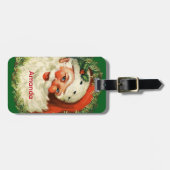 Vintager Weihnachtsmann mit Kiefernwald Gepäckanhänger (Vorderseite horizontal)