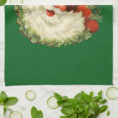 Vintager Weihnachtsmann mit Kiefernwald Geschirrtuch (Gefaltet)