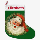 Vintager Weihnachtsmann mit Kiefernwald Großer Weihnachtsstrumpf (Vorderseite)