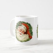 Vintager Weihnachtsmann mit Kiefernwald Kaffeetasse (Vorderseite Links)