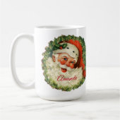 Vintager Weihnachtsmann mit Kiefernwald Kaffeetasse (Links)