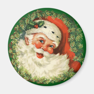 Vintager Weihnachtsmann mit Kiefernwald Magnet