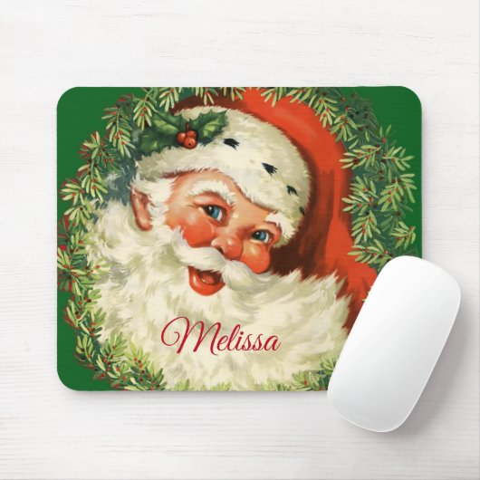 Vintager Weihnachtsmann mit Kiefernwald Mousepad (Mit Mouse)
