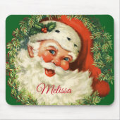 Vintager Weihnachtsmann mit Kiefernwald Mousepad (Vorne)