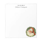 Vintager Weihnachtsmann mit Kiefernwald Notizblock (Vorderseite)