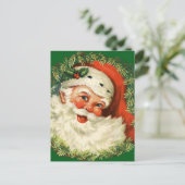 Vintager Weihnachtsmann mit Kiefernwald Postkarte (Stehend Vorderseite)