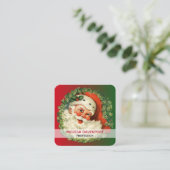 Vintager Weihnachtsmann mit Kiefernwald Quadratische Visitenkarte (Stehend Vorderseite)