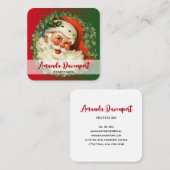 Vintager Weihnachtsmann mit Kiefernwald Quadratische Visitenkarte (Vorne/Hinten)