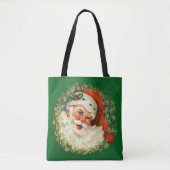 Vintager Weihnachtsmann mit Kiefernwald Tasche (Vorderseite)
